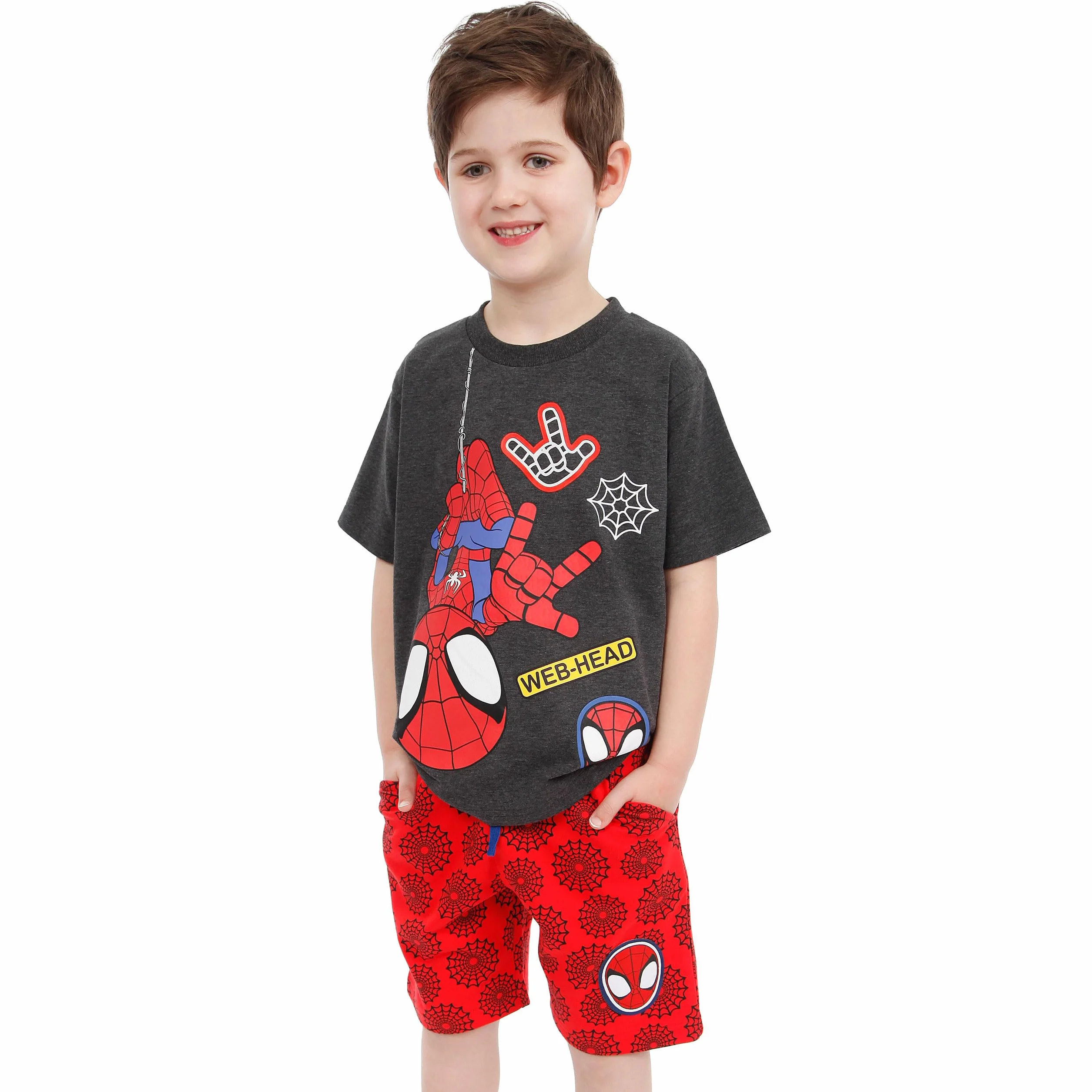 Marvel Abbigliamento Bambini e Ragazzi | Spidey And His Amazing Friends Set di Pantaloncini e Maglietta | Maglietta Spiderman Bambino