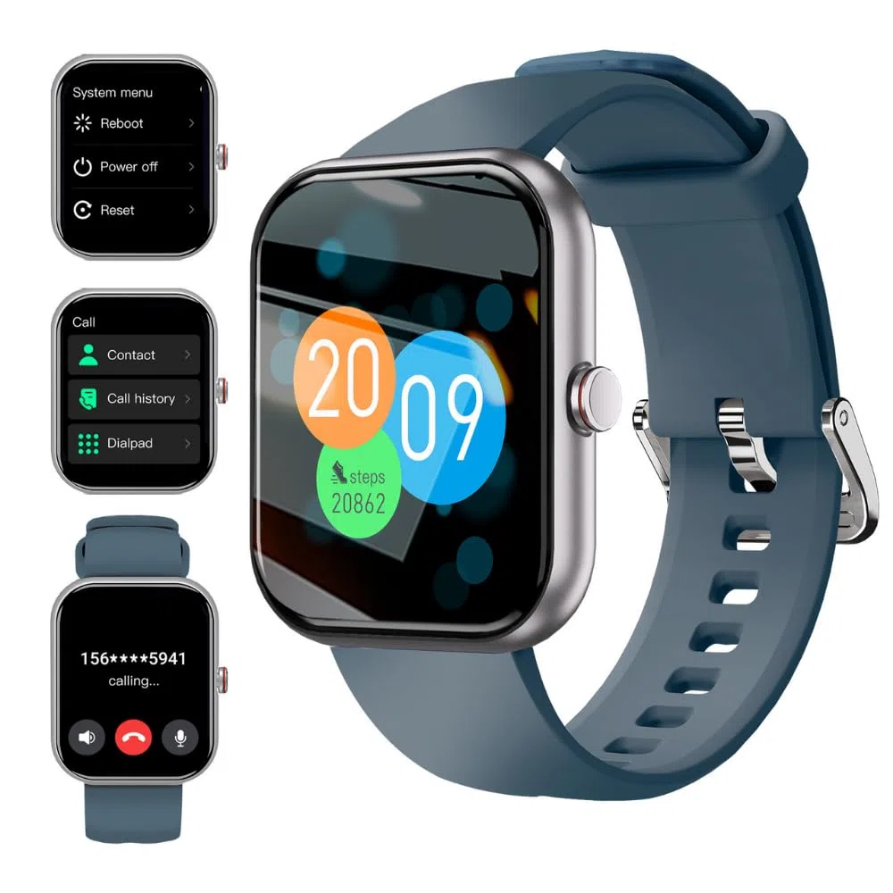Smartwatch Uomo Donna 1.91" Orologio Intelligente Batt 320mAh, Chiamate Bluetooth, Fitness, Contapassi, Sonno, Cardiofrequenzimetro, Salute Femminile, Monitor SpO2, IP68, Android/iOS Istruz. ITA Blu