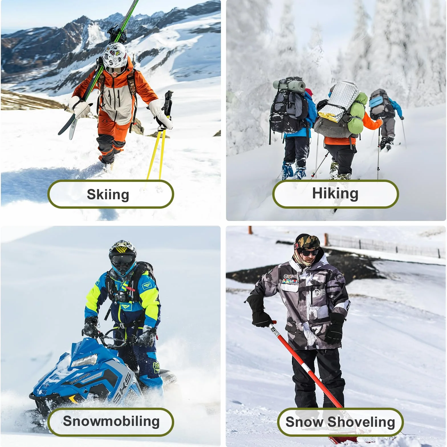 Guanti da Sci Impermeabili Termici, Touchscreen Antivento per Uomo Donna, per Sci, Snowboard, Ciclismo, Corsa in Inverno
