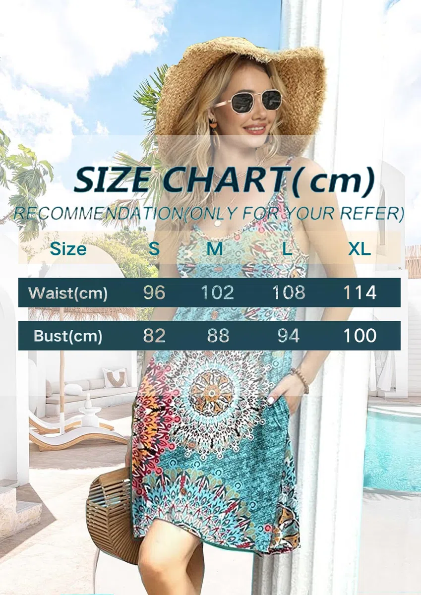 Vestito Estivo da Donna Copricostume Abiti con Scollo a V Tasche Vestito Spiaggia Cinturino Spaghetti Abito Casual Corto Prendisole Copricostume