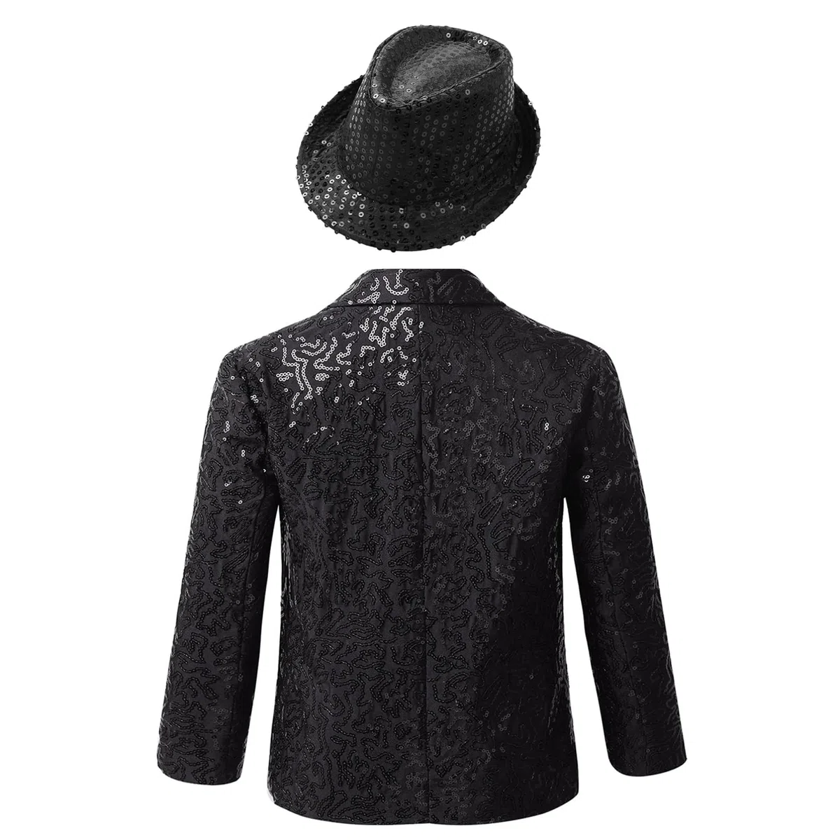 inhzoy Blazer Giacca Paillettes Bambino Gentleman Tuxedo Smoking Giacca Elegante Brillantini con Cappello Abito da Battesimo Festa Sera Capotto da Banchetto Compleanno