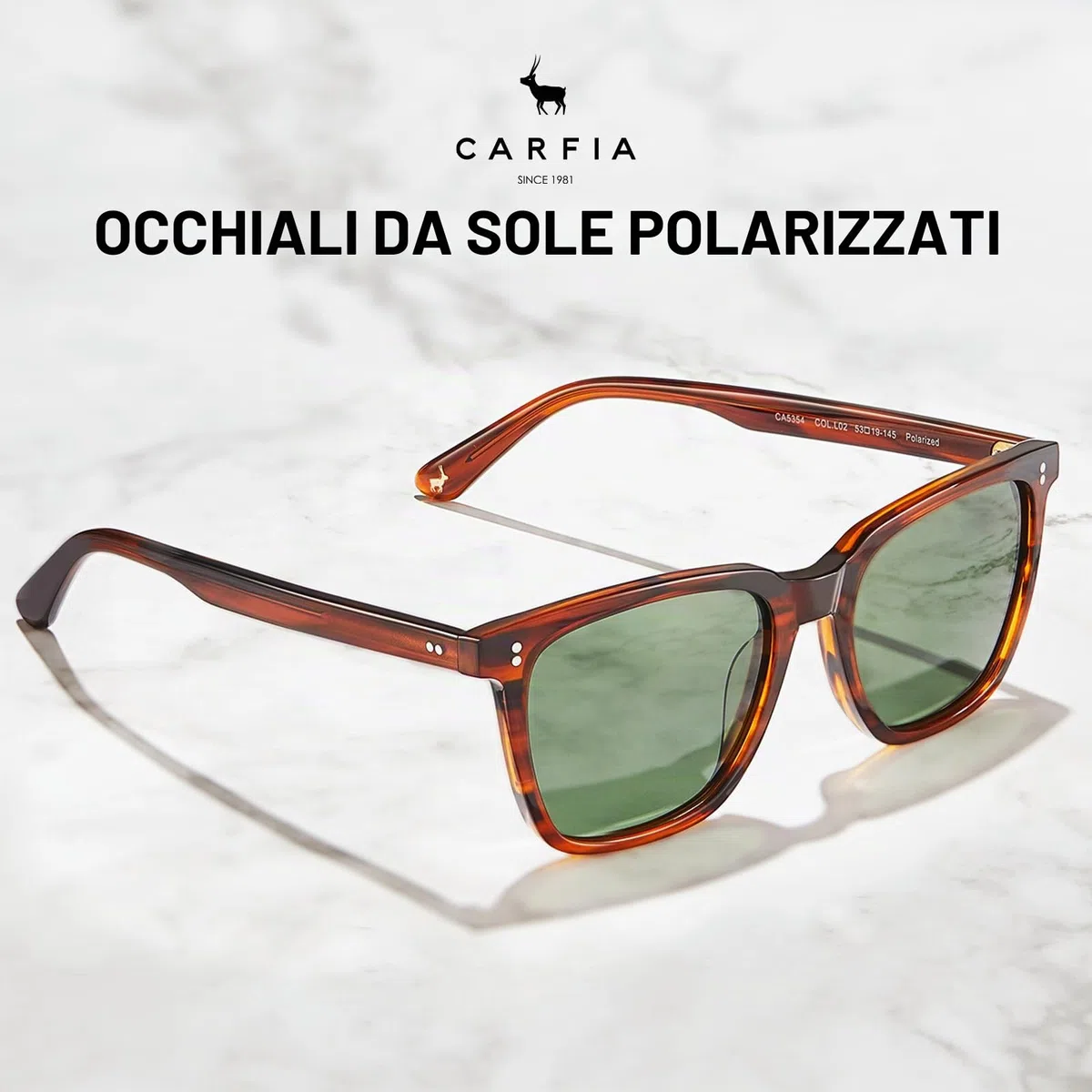 Carfia Vintage Polarizzati Occhiali da Sole da Uomo Protezione UV400 Telaio Acetato Stile Classico Elegante e Alla Moda