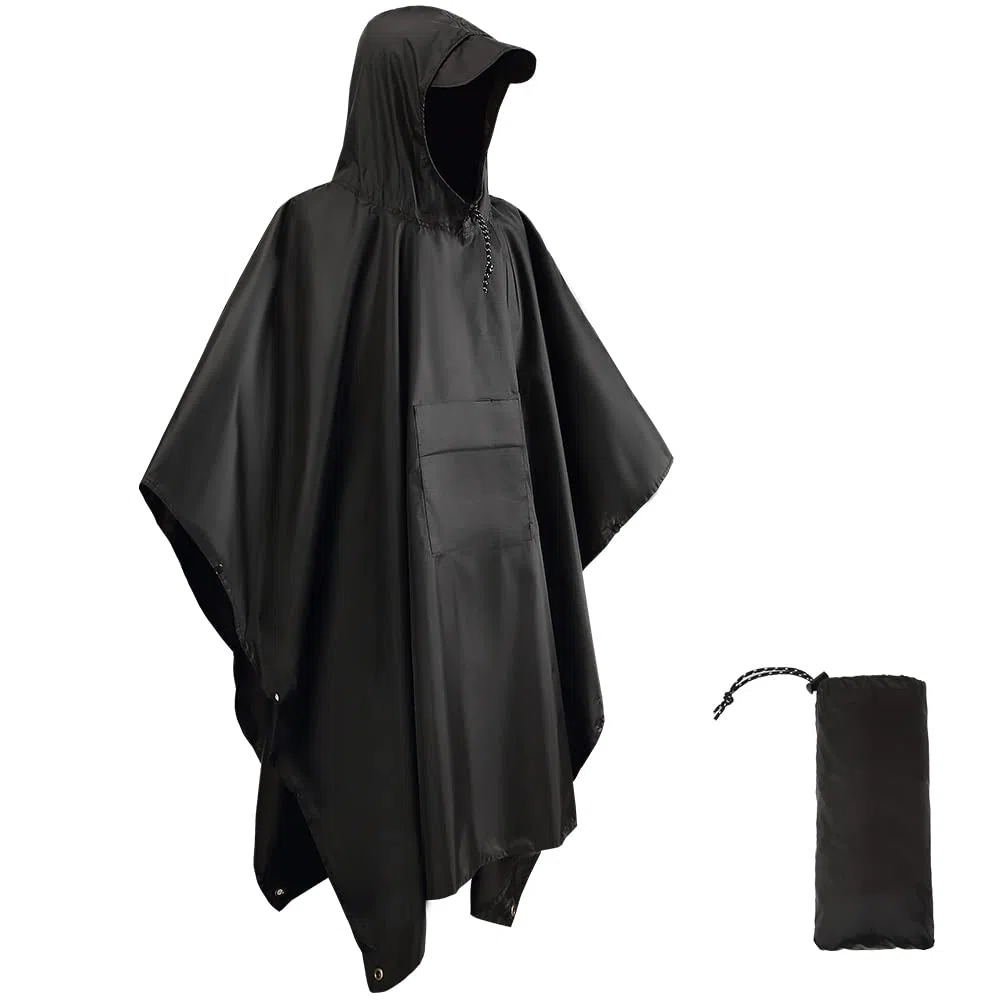 HYCOPROT Poncho Impermeabile, Multifunzionale Impermeabile 210T Oxford Riutilizzabile Pioggia con Cappuccio e Tasca Sul Petto, Poncho Antipioggia per Trekking Campeggio Pesca Escursione
