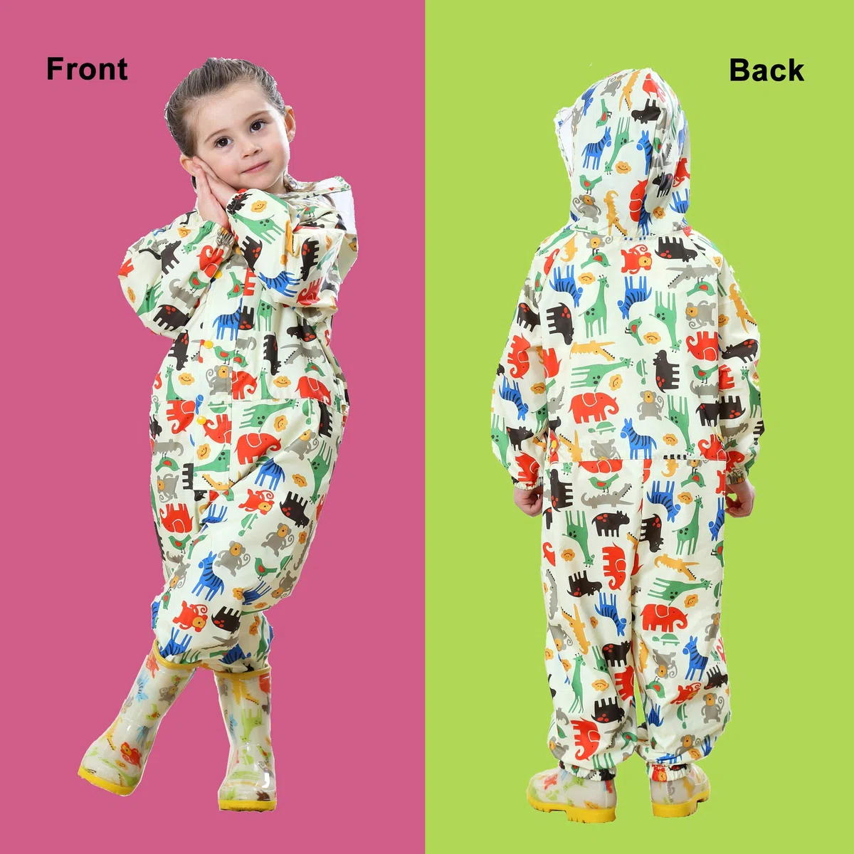 Impermeabile da Pioggia Bambini Ragazzi Ragazze con Cappuccio Antipioggia Giacca Tuta Portatile Sportivo Jogging Impermeabili Unisex Bambino Bimba Bimbo Scolaro 1-7 Anni