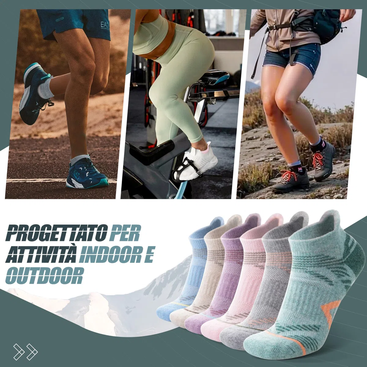 ANTSANG 6 Paia Calzini Lana Merino Caviglia Trekking Corsa Spessi Imbottiti Traspiranti Uomo Donna