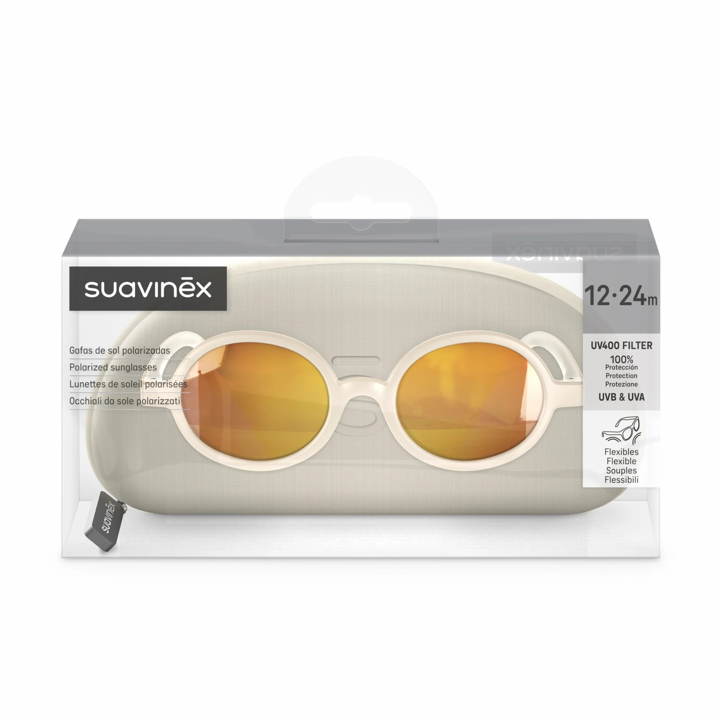 Suavinex, Occhiali da Sole per Bambini da 12 a 24 Mesi, Polarizzati, con Filtro UV 400, Protezione 100% Raggi UVA e UVB, Custodia Inclusa, Flessibili e Leggeri