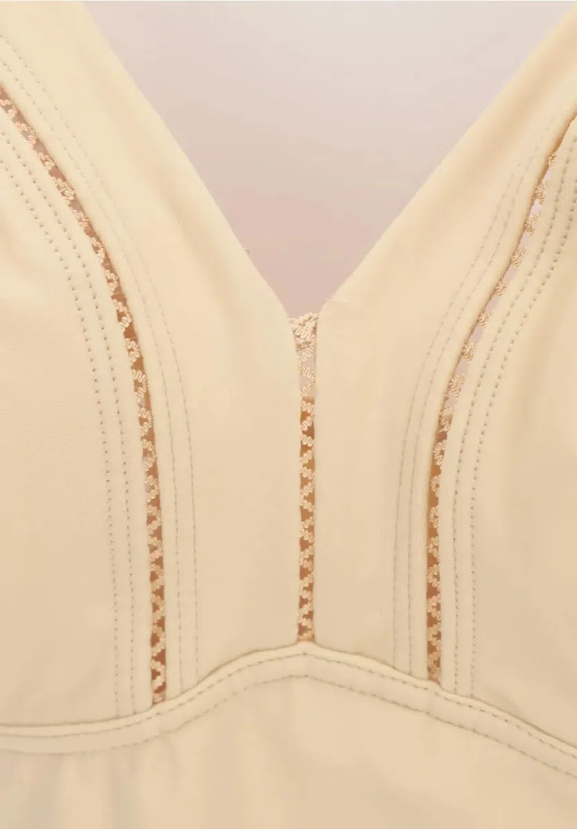 Lepel Body Contenitivo Liscio Senza Ferretto in Microfibra Elastico con Coppa C Preformata con Elegante Motivo Decorativo Dafne