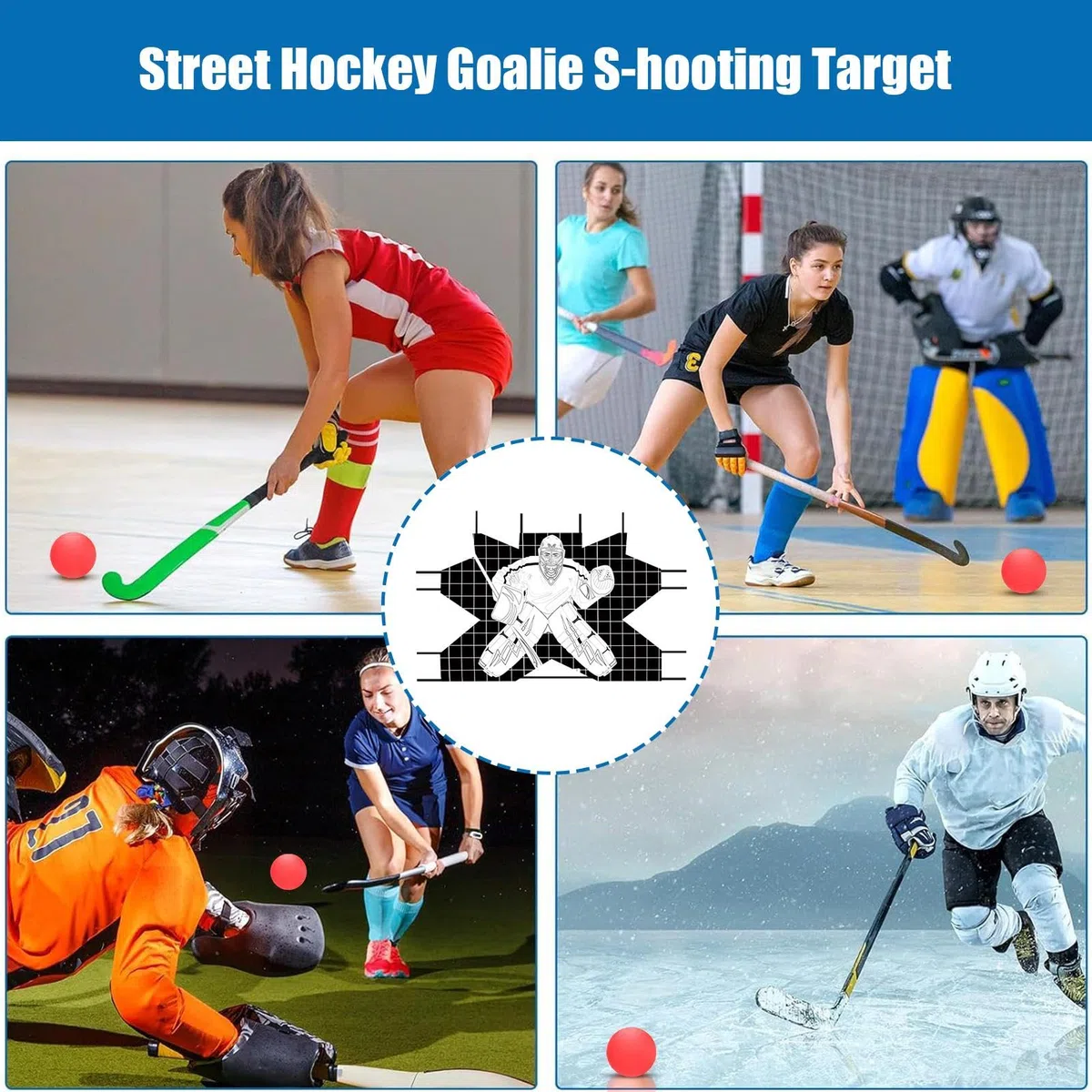 Target per il portiere 'hockey Street, obiettivi netti di hockey - Tutor 'allenatore sparatutto per impieghi pesanti | Obiettivi di obiettivi di hockey per esercitarsi a migliorare l'attrezzatura di a
