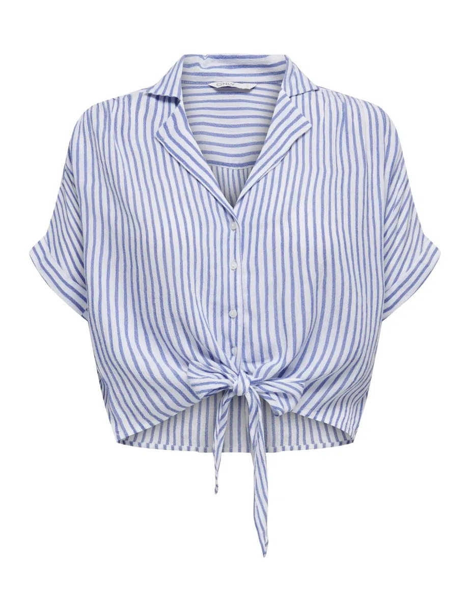 ONLY Camicia da Donna Maniche Corte e Nodo al Collo, soffice e Chic