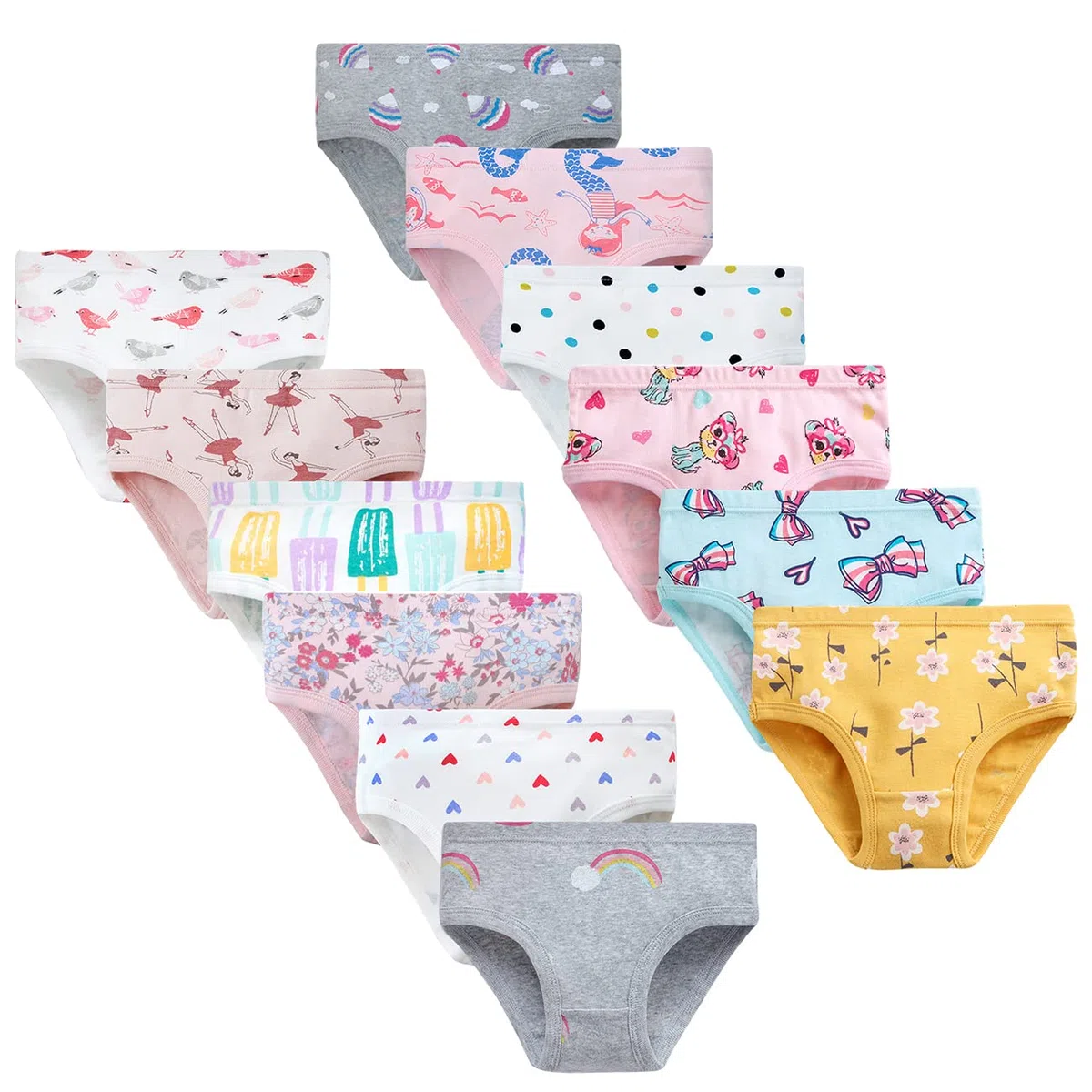Bambine 12 Pezzi Mutandine di Cotone per Bimba Slip