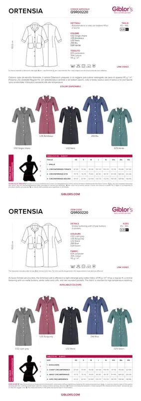Giblor's Camice ORTENSIA per Hotel Casa Colf Pulizie da Donna Slim Fit BORDEAUX