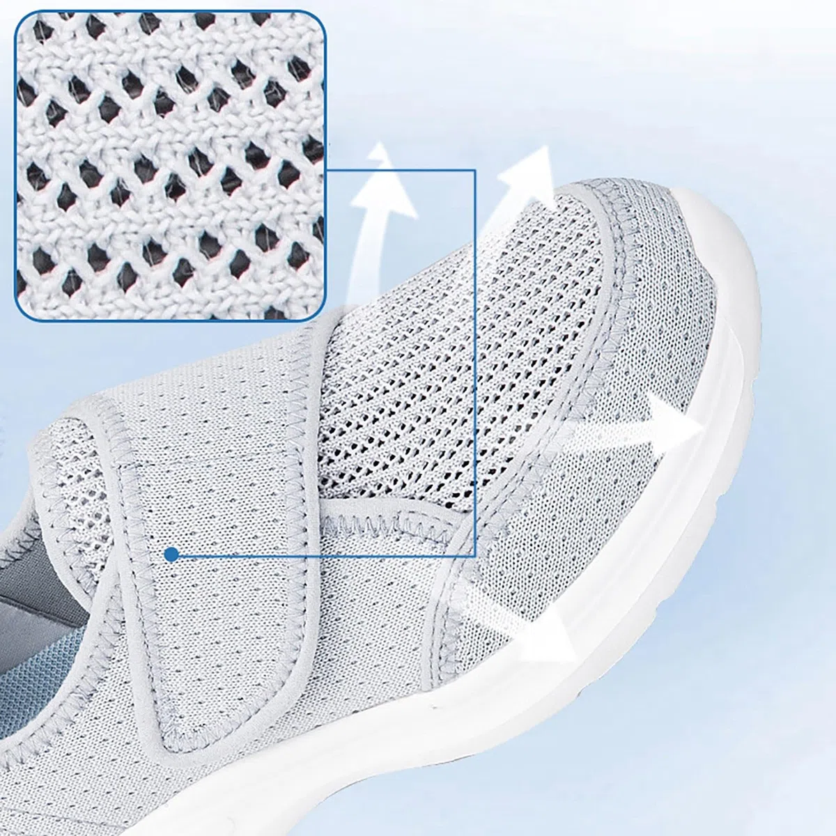 Scarpe Ortopediche Donna Pianta Larga Sneakers in Rete Diabetici con Supporto per Arco Scarpe Punta Chiusa con Chiusura Camminare Traspirante Sneakers da Fitness Casual con Adjustable Strappo Leggero