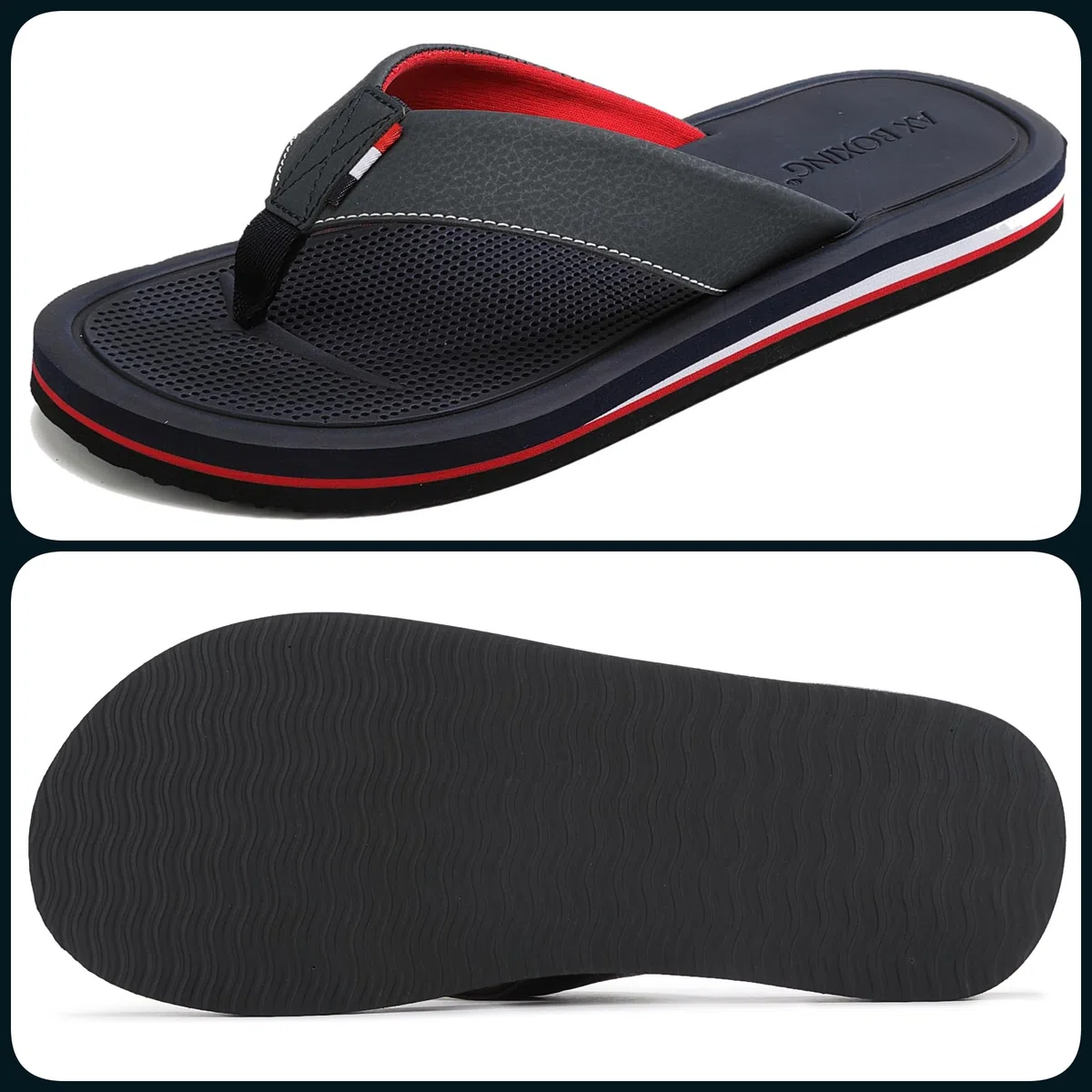 AX BOXING Infradito Uomo Sandali Estate Flip Flop in Pelle Antiscivoli Ciabatte Leggeri Comodi per Mare, Spiaggia, Piscina, Holiday, Outdoor EU 41-46