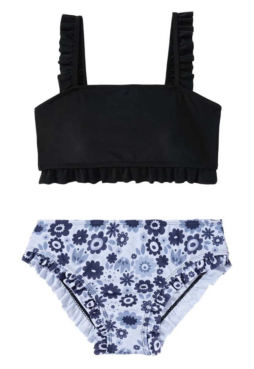 Happy Cherry Ragazze 2 Pezzi Bikini Costumi da Bagno Bambina Costume Mare Spiaggia Piscina Stampato Floreale Volant Estate Swimwear con Imbottitura Rimovibile 5-14 Anni