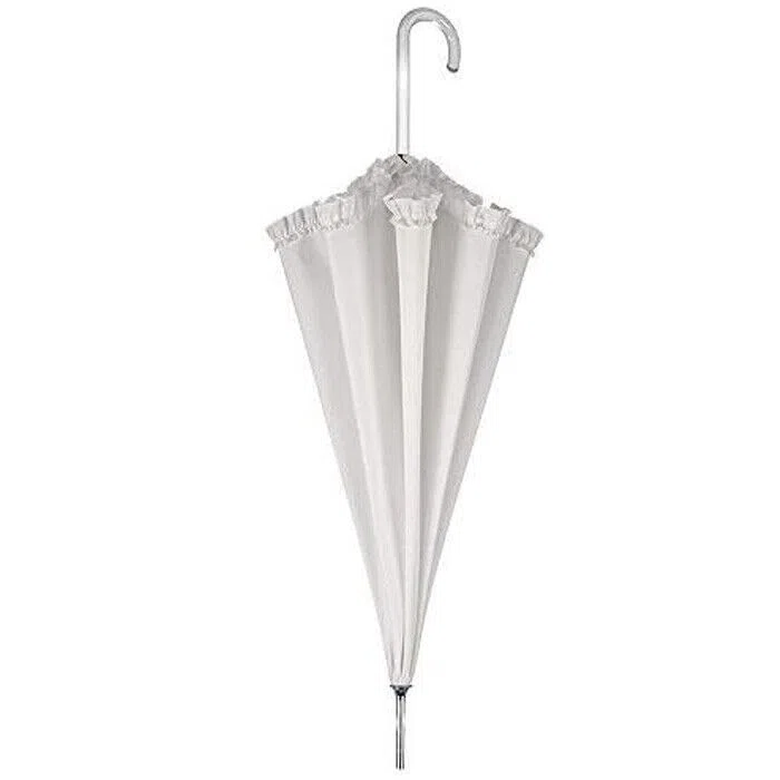 Generico Ombrello BIANCO da sposa maniglia bianca automatico umbrella pioggia matrimonio classico lungo elegante cerimonia wedding per foto di classe