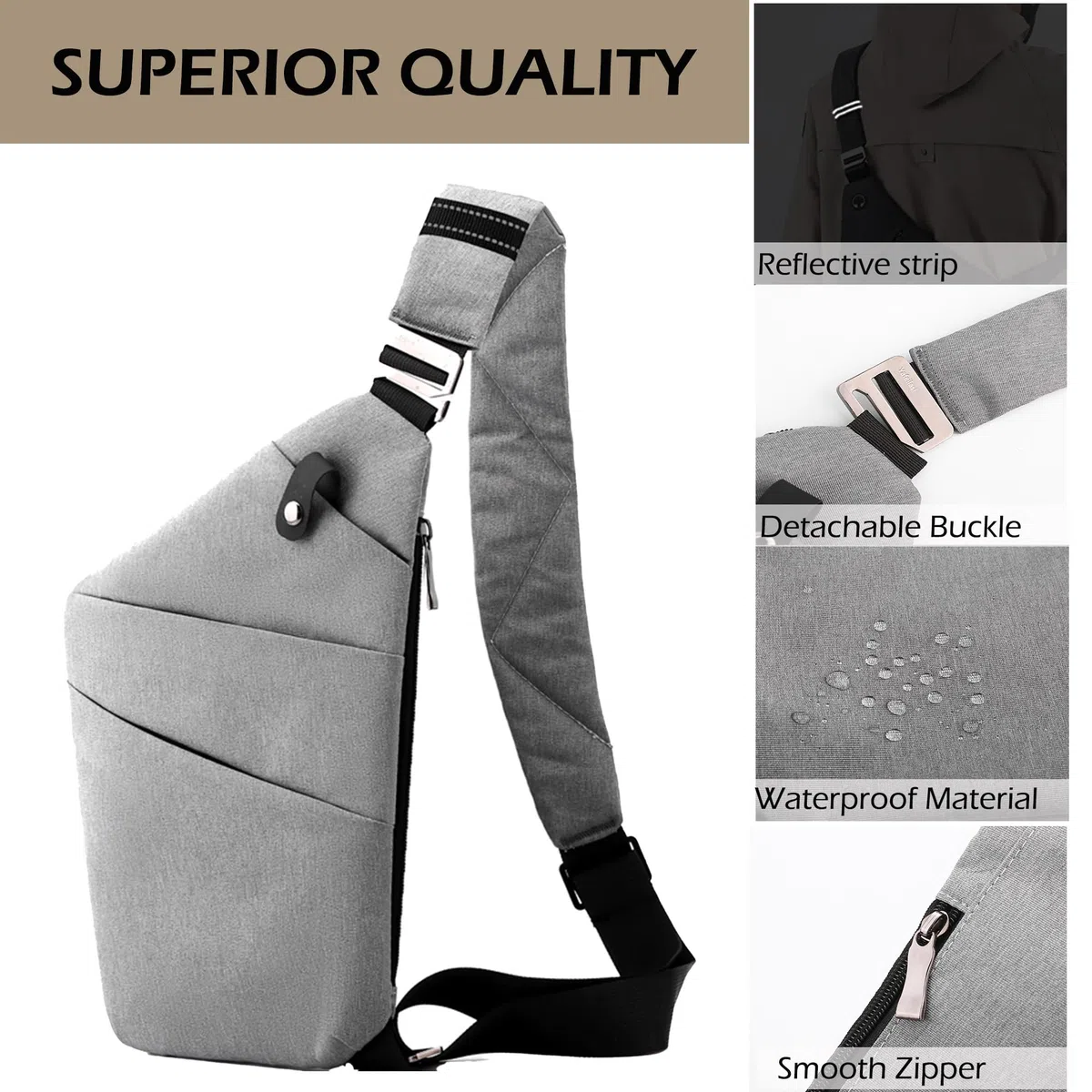 Marsupio Antifurto Multifunzione, Borsa a Tracolla con Tasche Multiple, Marsupio Donna Resistente all'Acqua, Borsello Uomo Tracolla Sicuro per Viaggi
