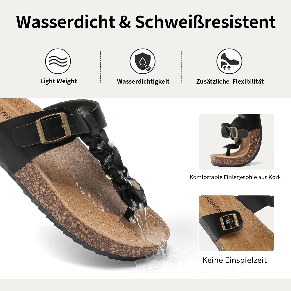 Lässig Flach Infradito Donna, Sandali Estivi Con Suola In Sughero Unisex, Sandali Flip Flop Uomo Con Fibbia Regolabile, Pantofole Da Bagno Antiscivolo, Pantofole Comode Per Casa