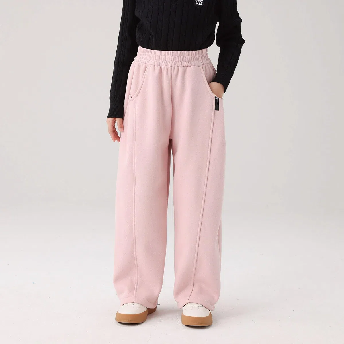 Pantaloni Felpati Bambina Tuta Cargo Grandi Palazzo Corti Tempo Leggins Jeans Scuola Sweatpants Larghi Elastico Leggings Femmina Dritti Morbidi Bimba
