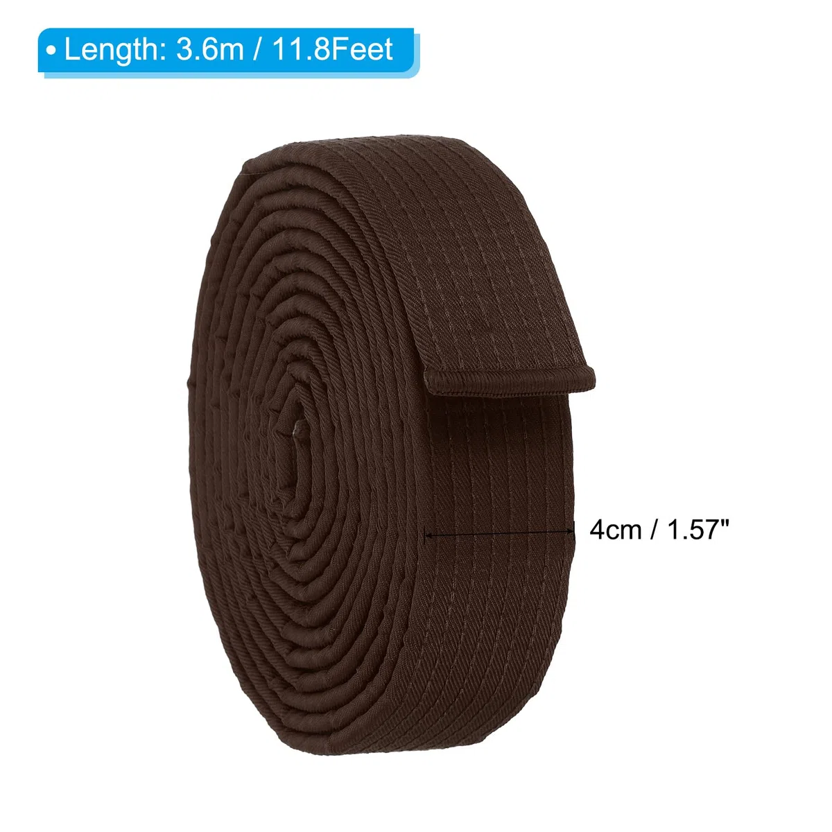 PATIKIL Cintura di Rango Colorata Taekwondo 1,6" x11,8 Piedi 3,6m, Cintura da Karate Judo Arti Marziali in Cotone per Insegnamento Allenatore, Marrone