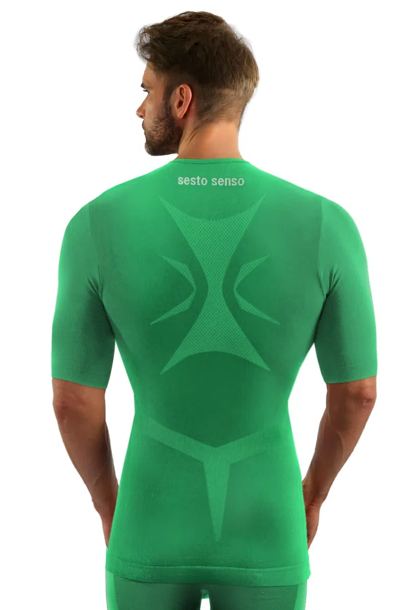 sesto senso Maglietta Sportiva da Uomo a Maniche Corto Biancheria Intima Termica a Compressione