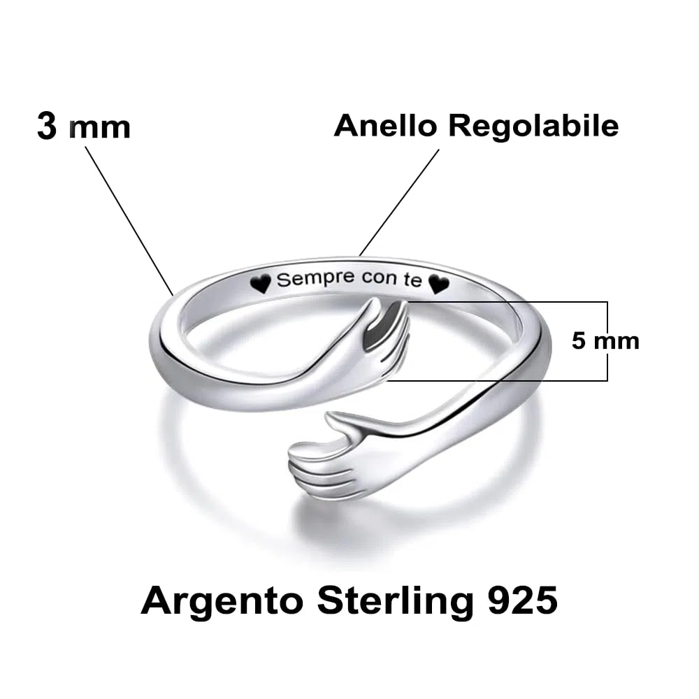 Anello da Donna in Argento Sterling 925 Anello Ispirazionale e d'amore per Moglie Figlia Mamma Fidanzata Amica Dimensione Regolabile Anelli