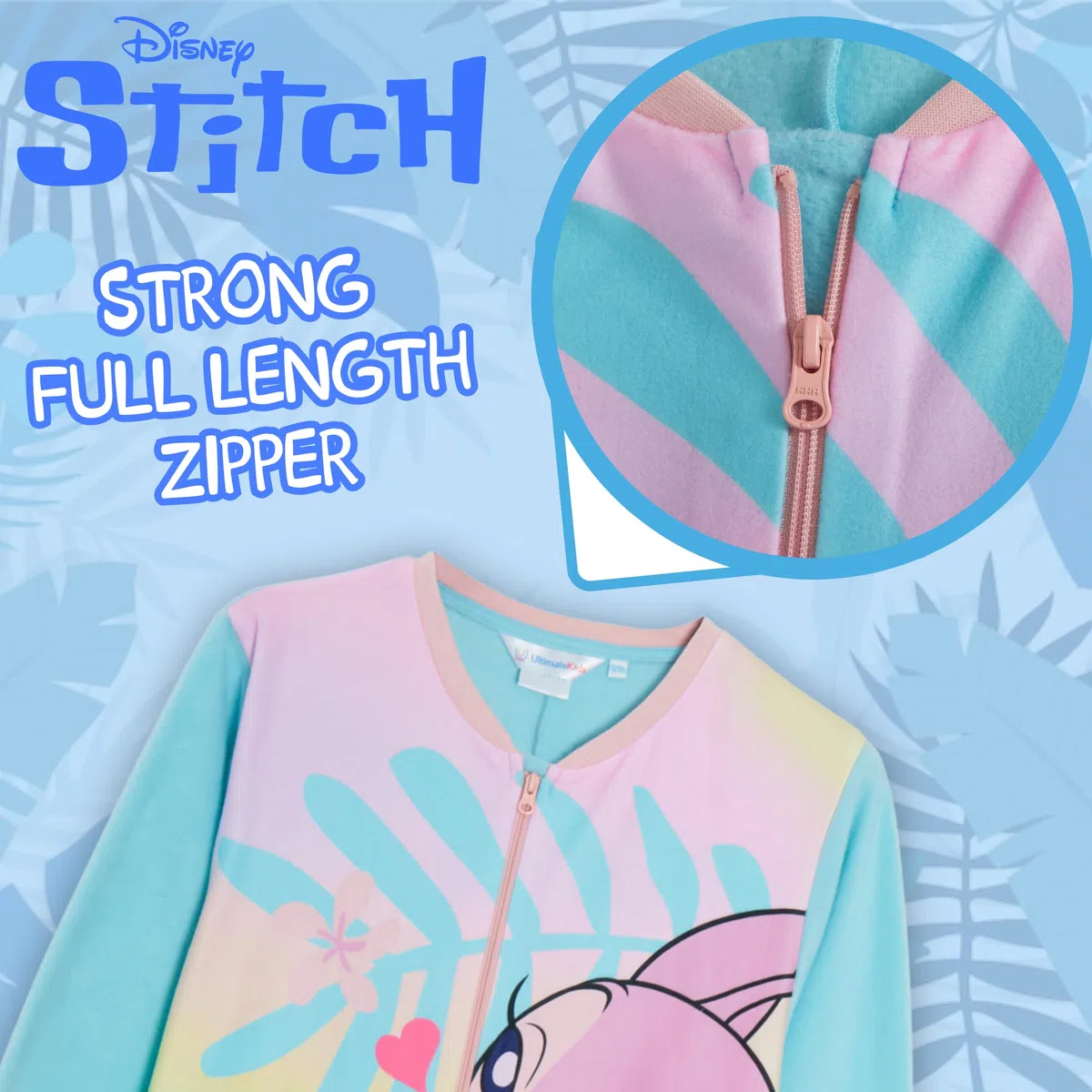 Disney Stitch and Angel Tutina per bambini All in One Pigiama per ragazze in pile Pjs Nightwear