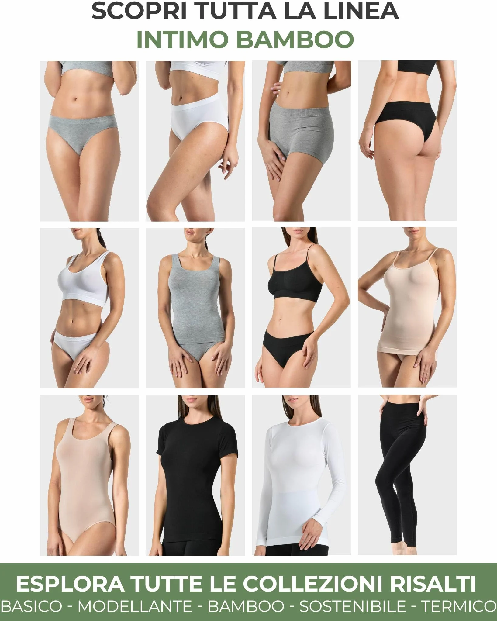 Risalti Canotta Donna Spalla Larga Bamboo 2 pz - Canottiera Donna Elegante Elasticizzata, Top Intimo Senza Cuciture ed Etichette più Morbido delle Canottiere Cotone, Caraco - Made in Italy