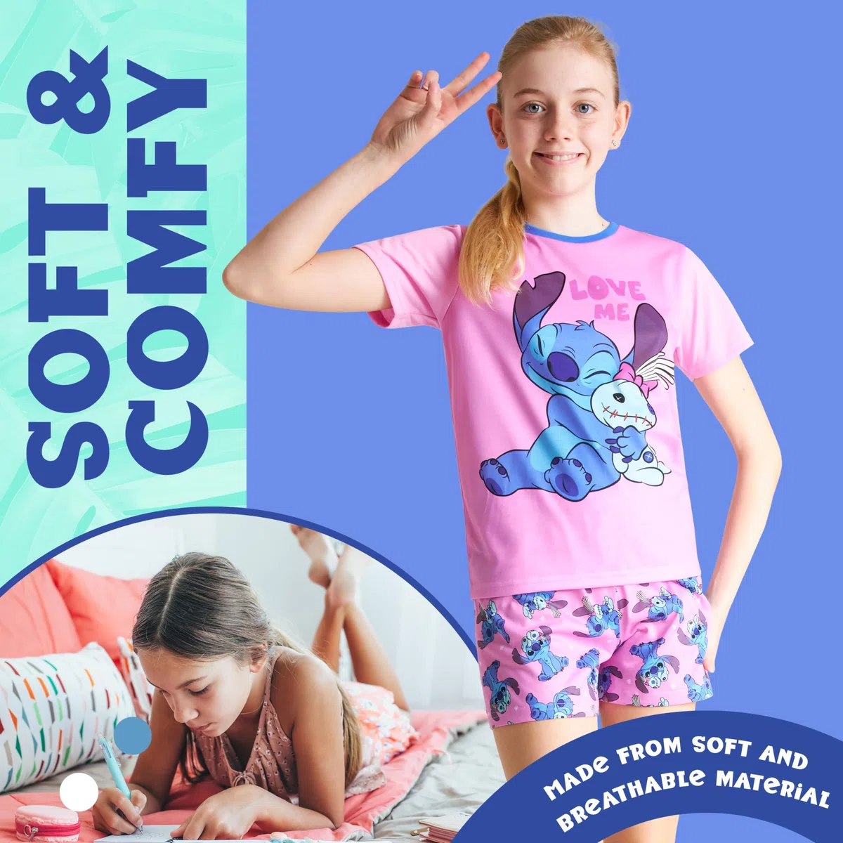 Disney Pigiama Corto Bambina, Morbido Traspirante Abbigliamento da Casa Set