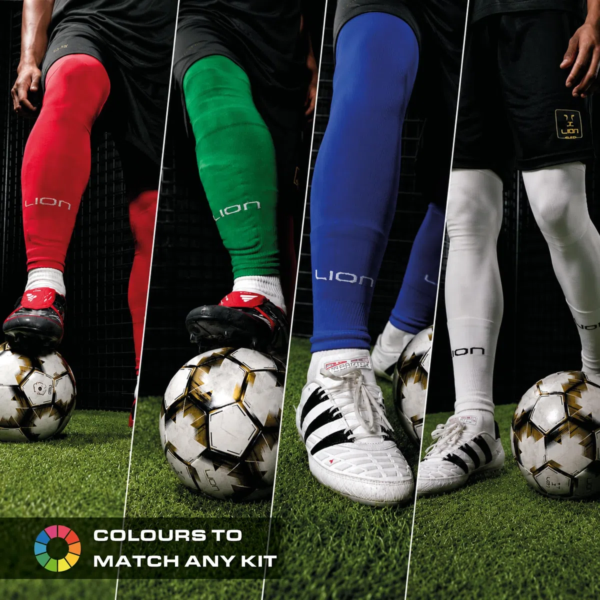 Calcio - Maniche per calze da calcio per accompagnare i calzini aderenti, si adattano a polpaccio/stinchi - Varietà di colori per abbinare il kit della tua squadra