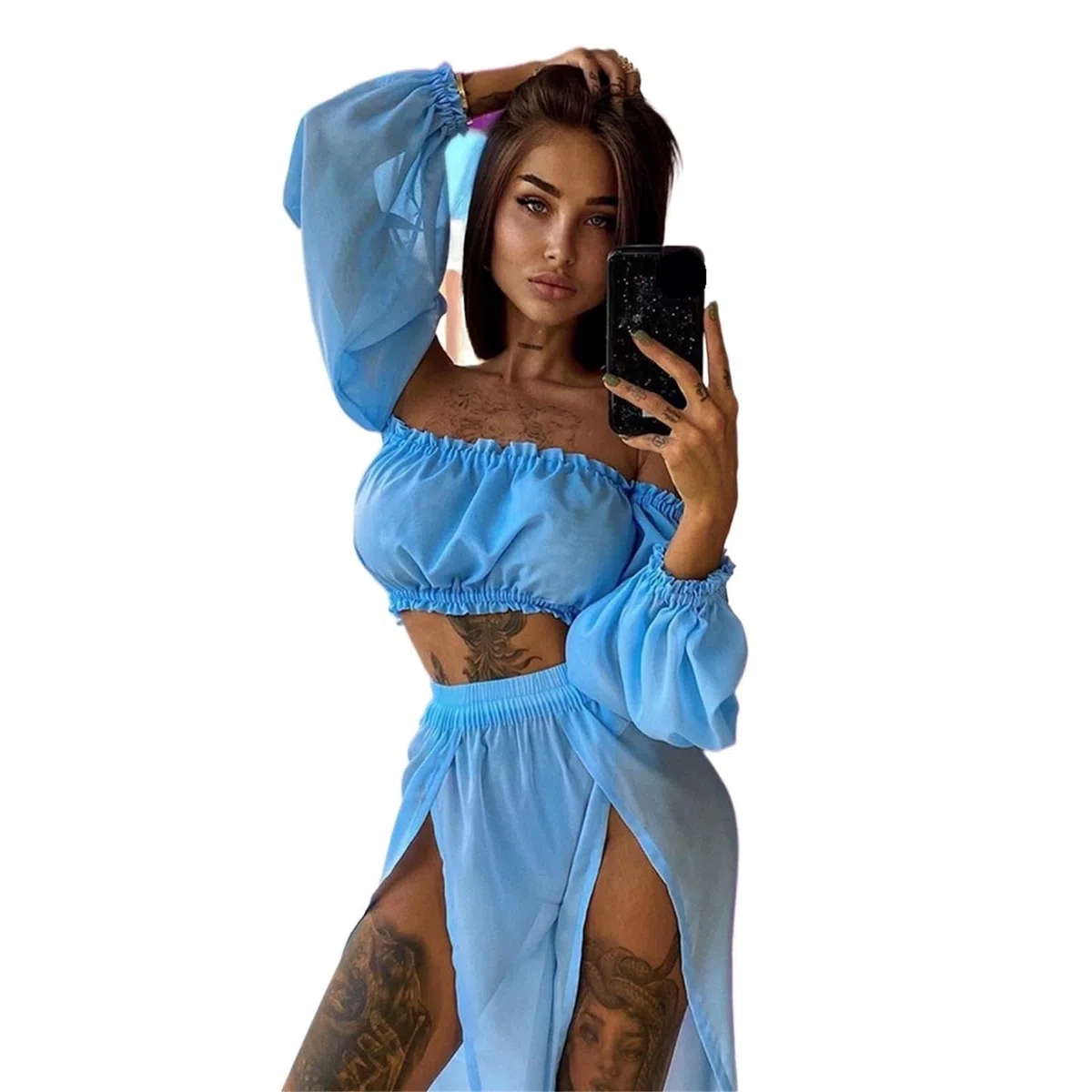 Copricostume Da Spiaggia Bikini Donna, A Maniche Lunghe, Con Gonna, For Accappatoio, E Abbigliamento