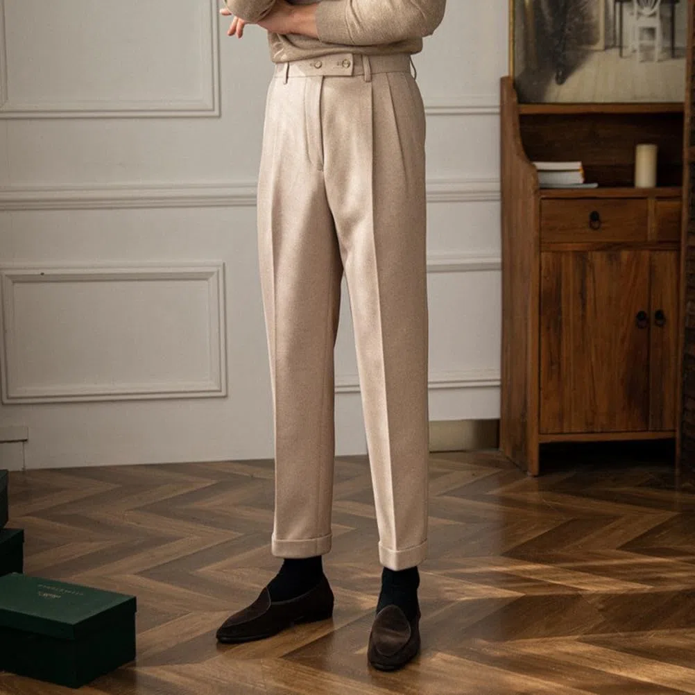 Pantaloni da Abito Uomo Pantaloni Retro Tailored Trousers Classica Pantalone Eleganti Taglio Dritto Pantaloni da Lavoro Stile-Britannico Pantaloni Completo Chino Pantaloni Leggeri