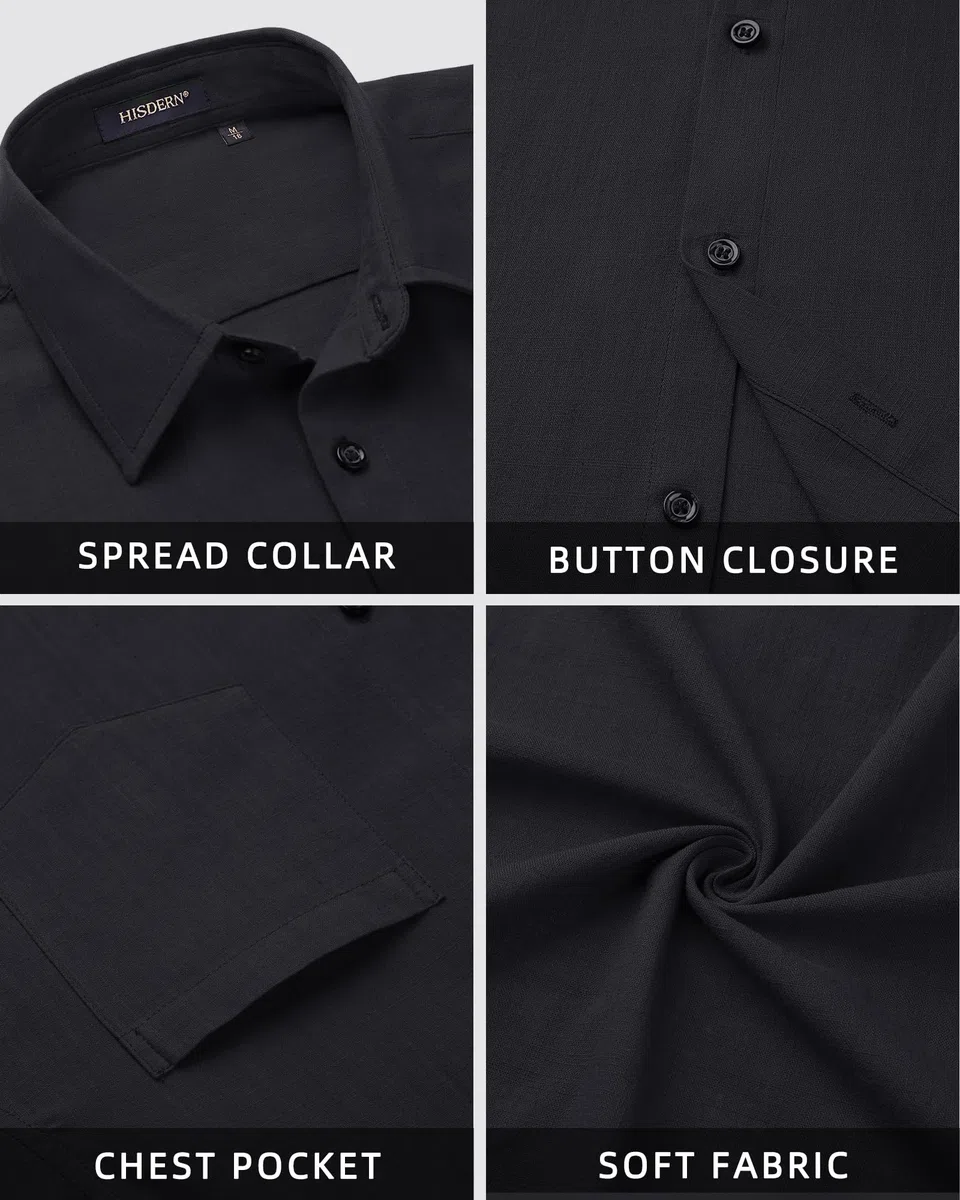 HISDERN Camicie in Lino e Cotone Uomo Manica Lunga Causal Bottoni Regular Fit Estiva Leggere Camicia Spiaggi Shirts con Taschino