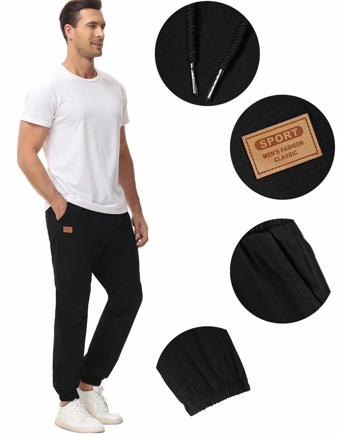 Pantaloni Jogging Uomo Pantaloni Casual Cotone Pantaloni Sportivi con Elastico in Vita con Tasche S-XXL