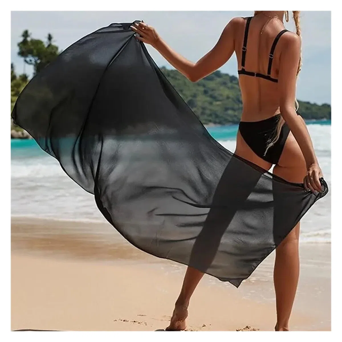 Gonna Copricostume Donna Copricostume da Spiaggia, Pareo Lungo e Corto da Donna, Copricostume da Spiaggia, Bikini, Gonna Corta Trasparente, Sciarpa for Copricostume da Bagno(Rose-Long)