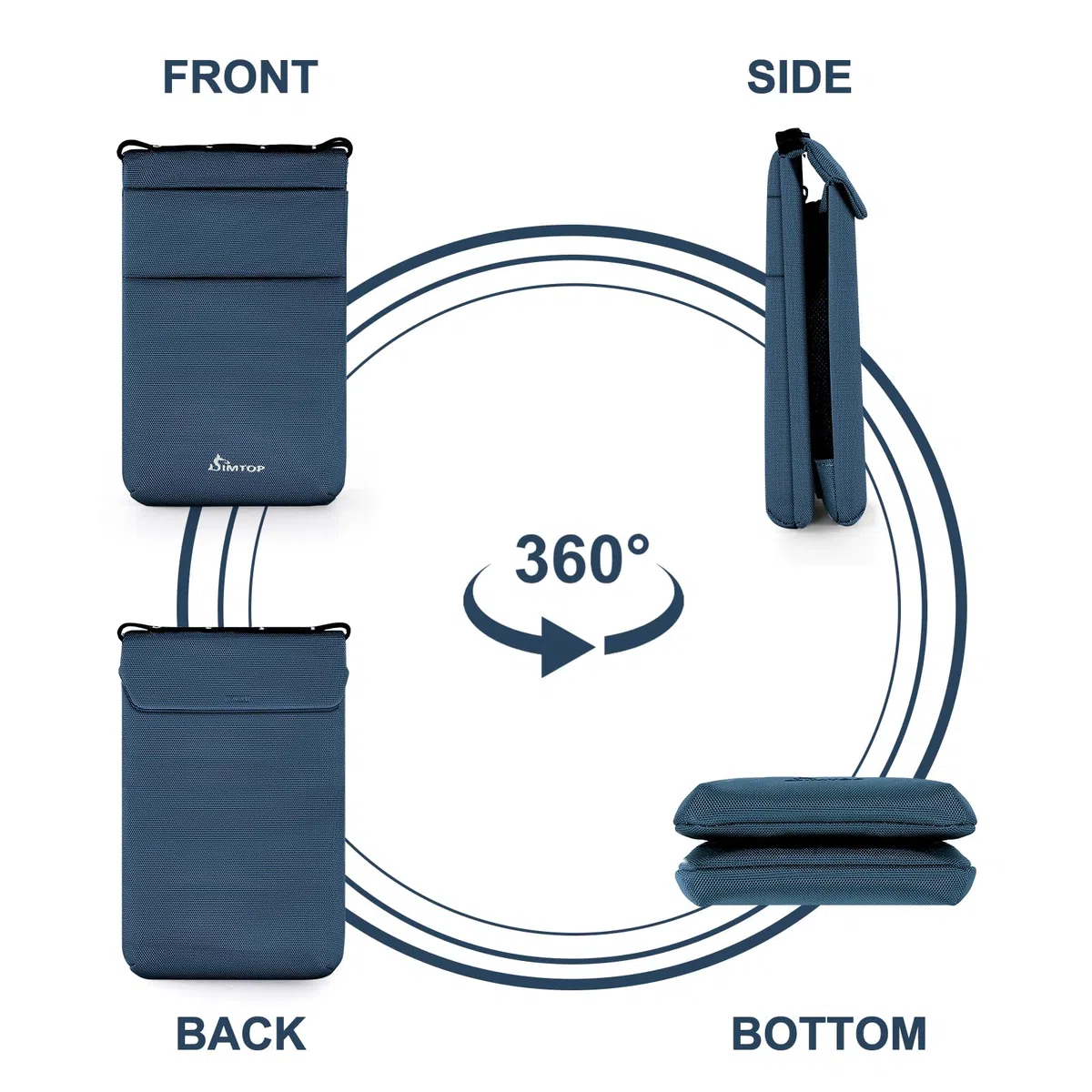 SIMTOP Custodia da Collo Impermeabile Con Protezione RFID per Uomo e Donna, Custodia Per Smartphone,Telefono Cellulare con Tracolla Per Passaporto, Borsa per Monete da Viaggio Leggera Blu