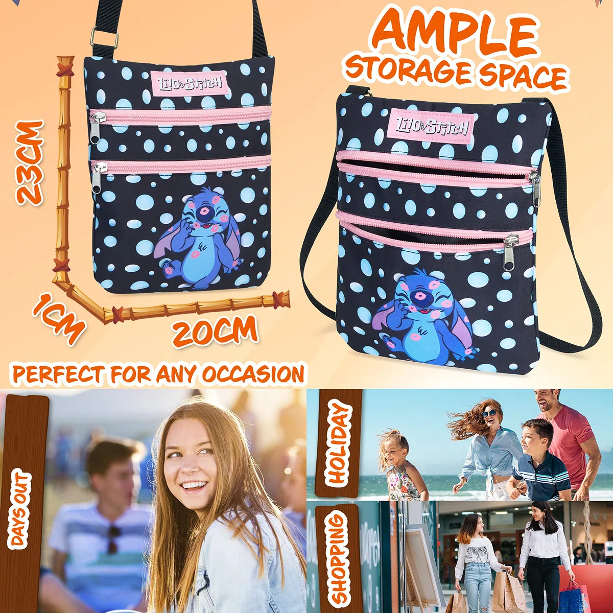 Disney Stitch Borsa Tracolla Bambina Adolescenti, Borsa Spalla Cinghia Lunga