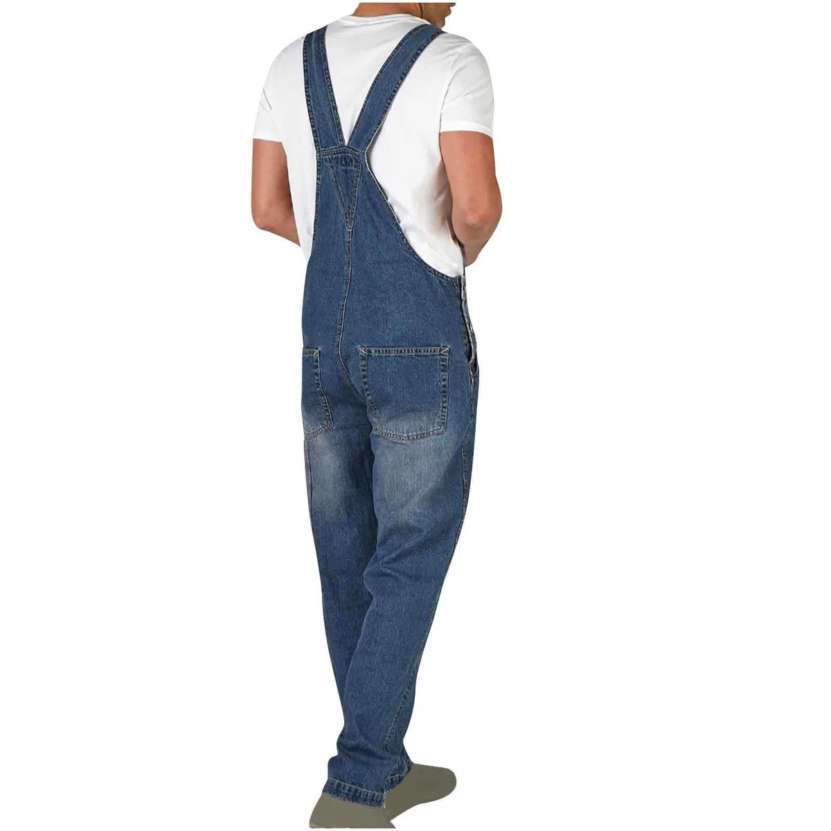 2024 Salopette da Uomo Jeans in Denim Casual Taglie Forti Cotone Pantaloni Strappati Uomo in Tinta Unita Salopette Uomo Jeans Slim Fit con tasche Moda multi tasche Jumpsuit da Lavoro con Bretelle