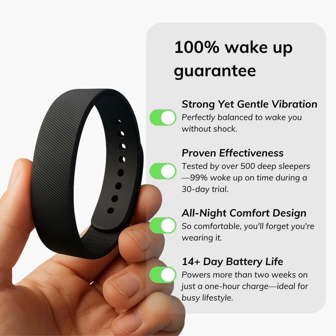 Bracciale con sveglia 2025 Nuovo cinturino da polso per chi dorme profondamente, vibrazione silenziosa, sveglia senza snooze, smartwatch con ricarica USB per uomo e donna