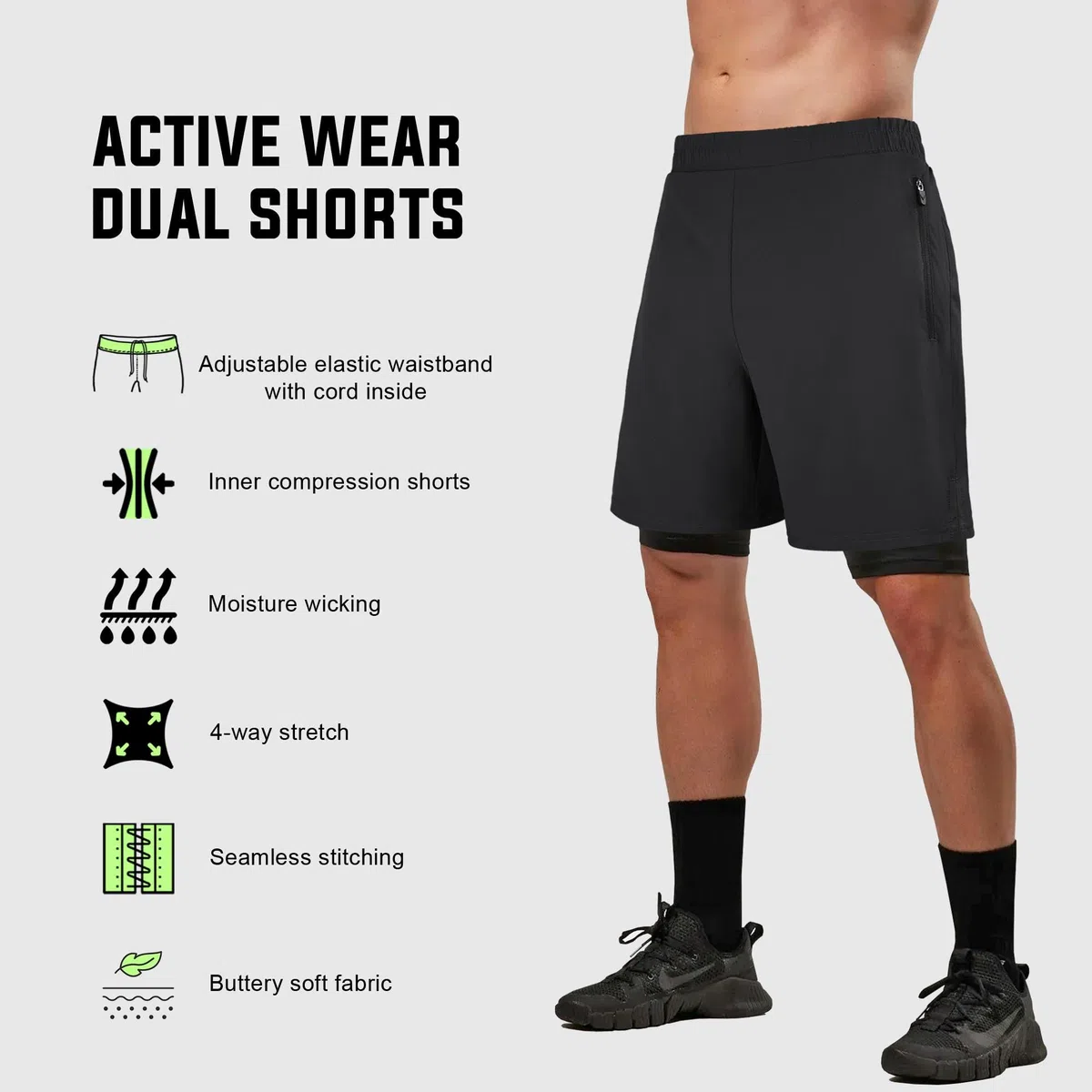 Mytra Fusion Pantaloncini Running Uomo 2 in 1 Pantaloncini Palestra Uomo per molteplici Usi Asciugatura Rapida Allenamento Fitness Training Corto