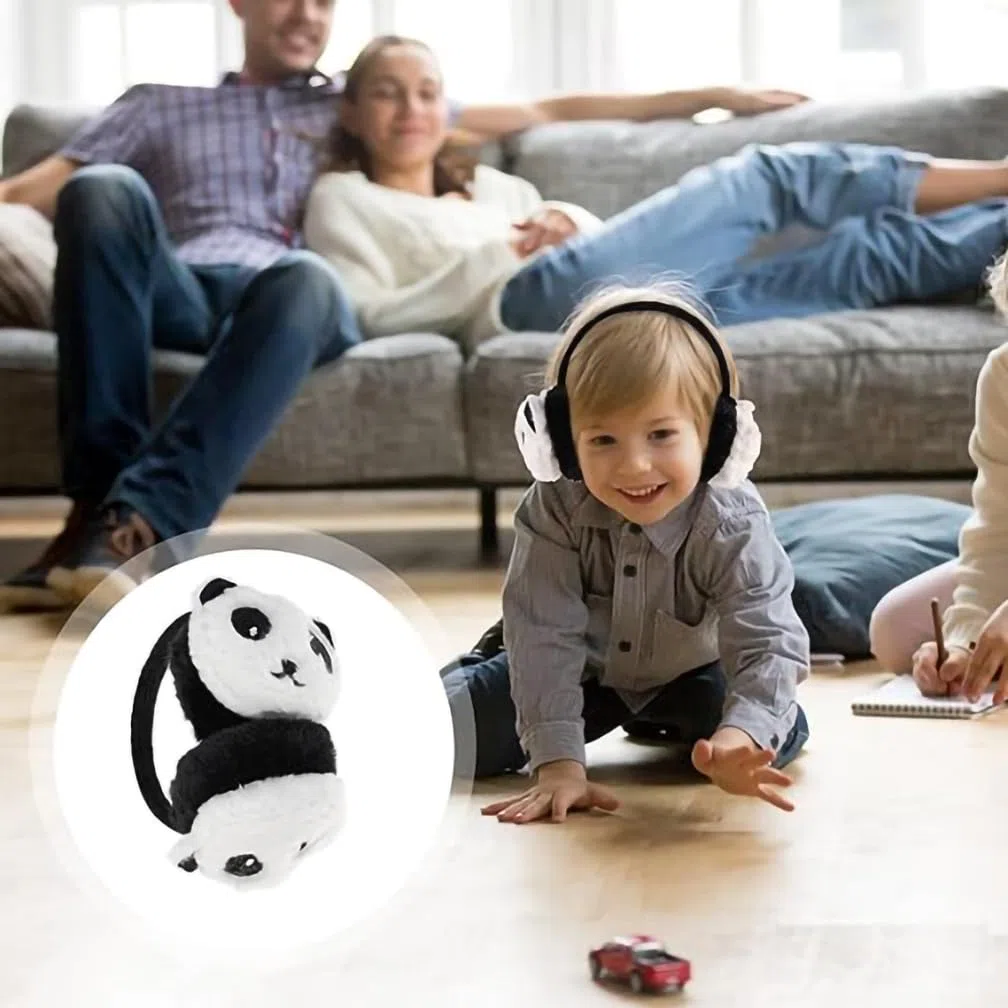 Paraorecchie per bambini, paraorecchie regolabili, paraorecchie in peluche, per ragazza, ragazzo, panda animale, simpatico, scaldabagni, invernali, caldi, paraorecchie e maniche