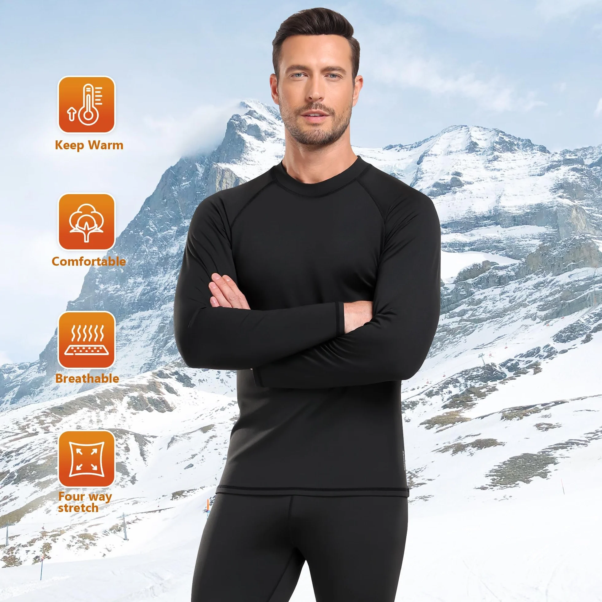 BENNIES Intimo Termico Uomo Tuta Termica Maglia Termica Uomo Completo Termico Set Pantaloni Termici Tuta Sci Abbigliamento Termico Invernale per Sci Palestra Ciclismo Calcio Corsa Running