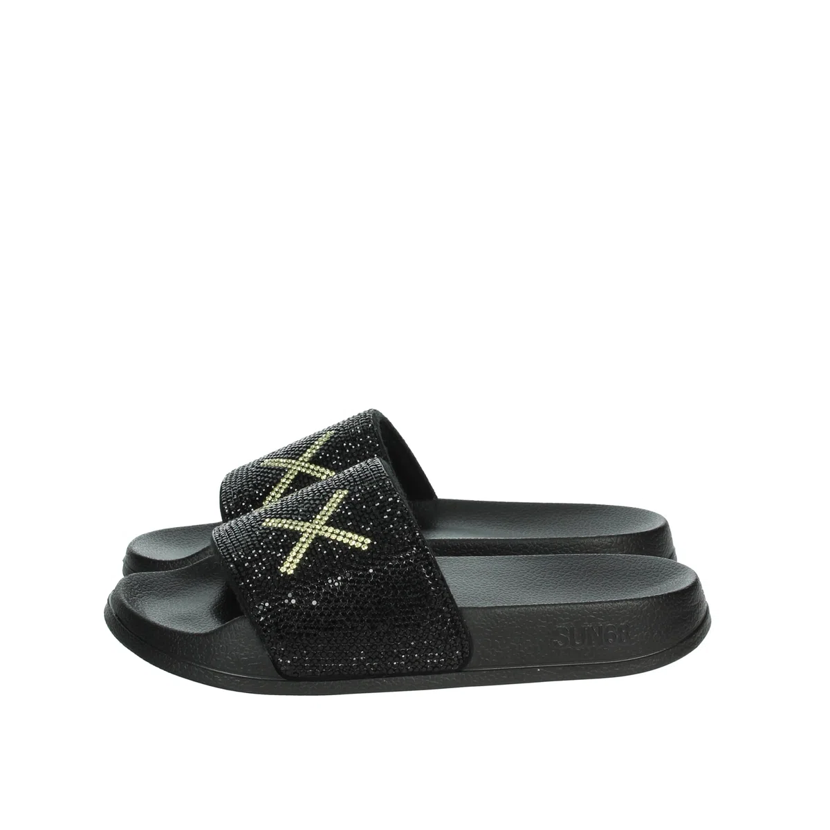 SUN68 Slippers Logo Strass Bianco 01 Girl's X35405