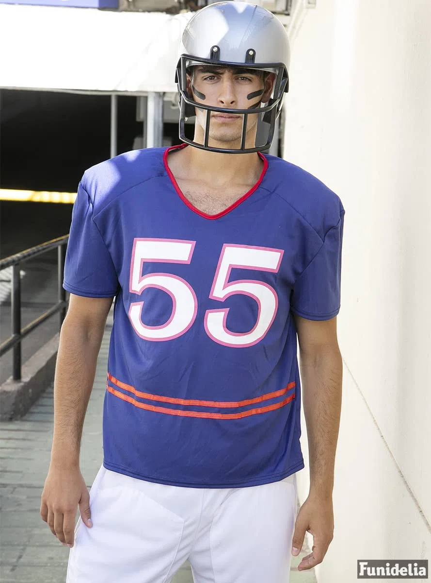 Funidelia | Costume da Football Americano per Uomo Taglia L Rugby, Quarterback, Football Americano, Professioni - Azzurro/Blu