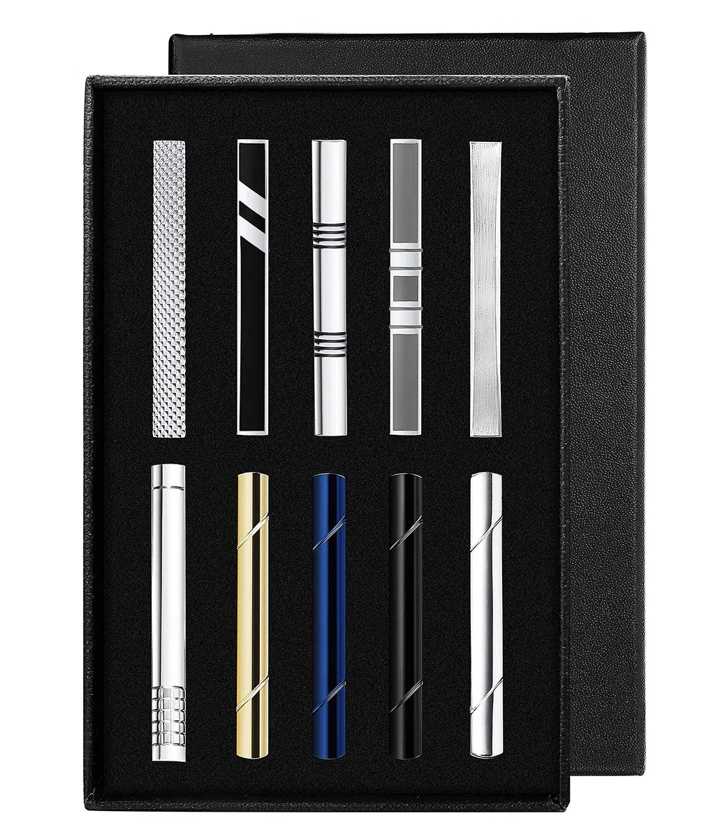 YADOCA 4-10 Pezzi Set di Fermacravatta per Uomo Metallo di Rame Classico Clip per Cravatta Nozze attività Commerciale con Pacco Regalo