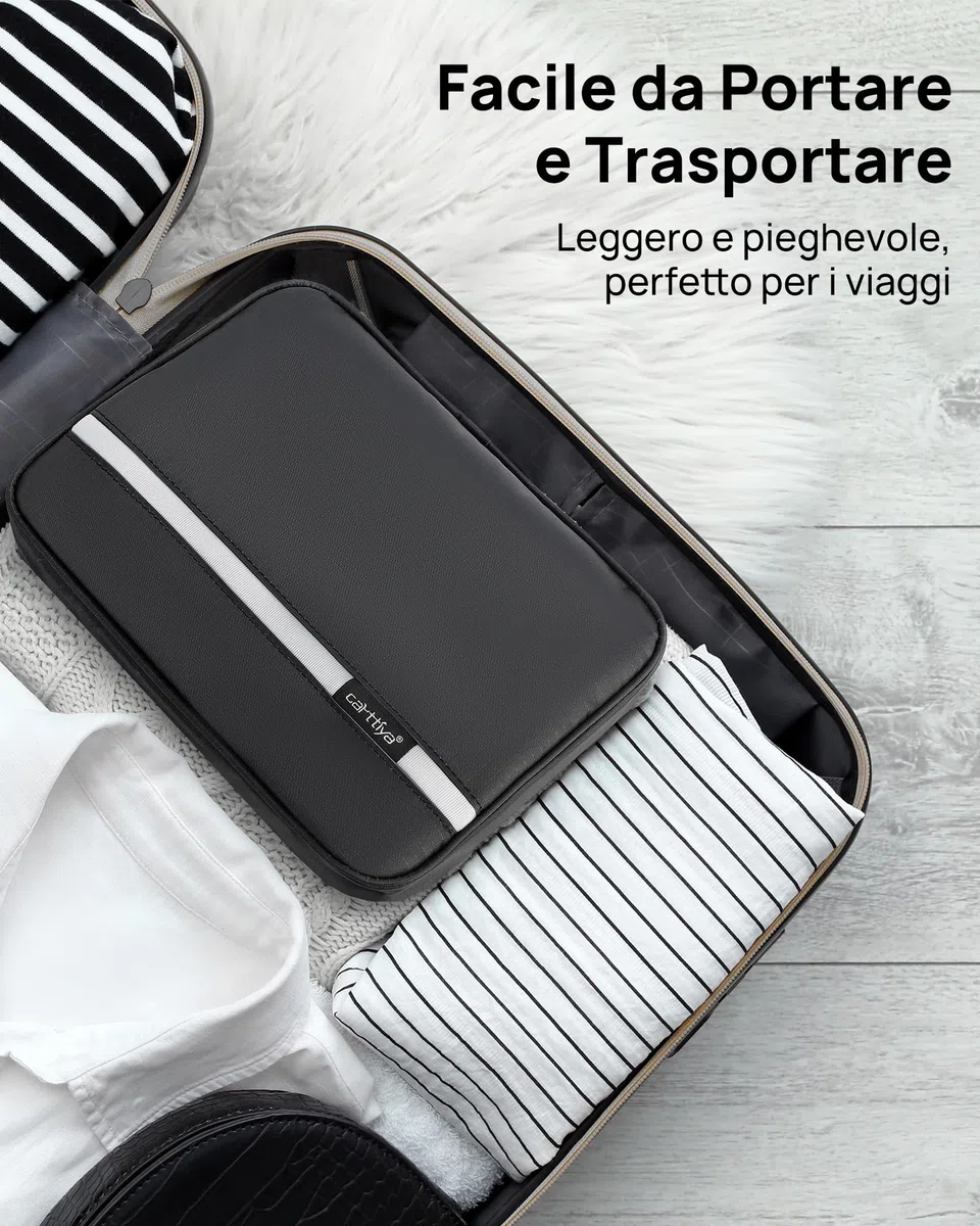 Beauty Case da Viaggio, Borsa da Toilette per Donna Uomo Beauty Case Grande Impermeabile, Gancio in Metallo per Appendere, idee regalo natale 2025 (Nero)