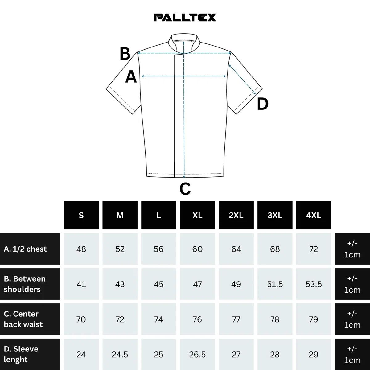 PALLTEX Nori SS Giacca Cuoco Uomo e Donna Unisex con i Bottoni Automatici Giacca da Cuoco Ristorante Divisa da Cuoco a Maniche Corte