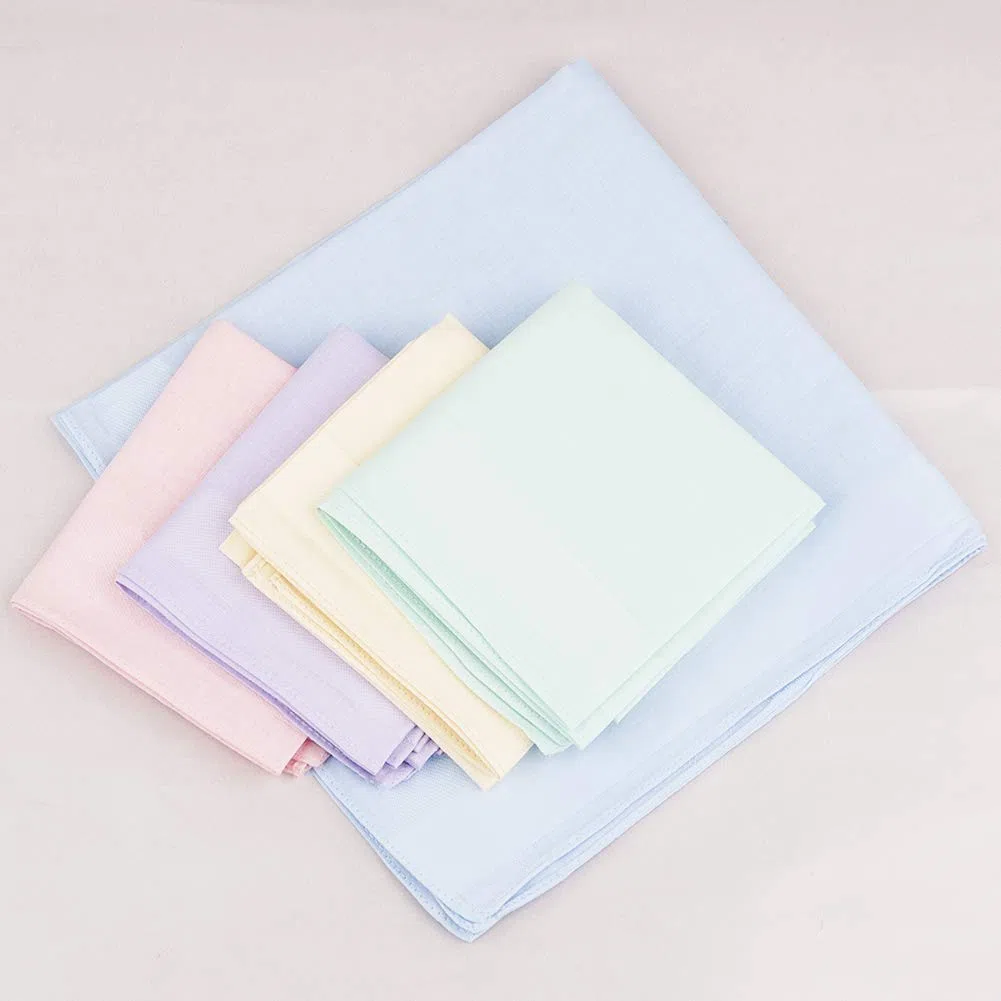 HOULIFE Fazzoletti da donna in 100% cotone 60S morbido tinta unita caramelle colore fazzoletti per festa di nozze 5/10 pezzi 16x16/40x40cm