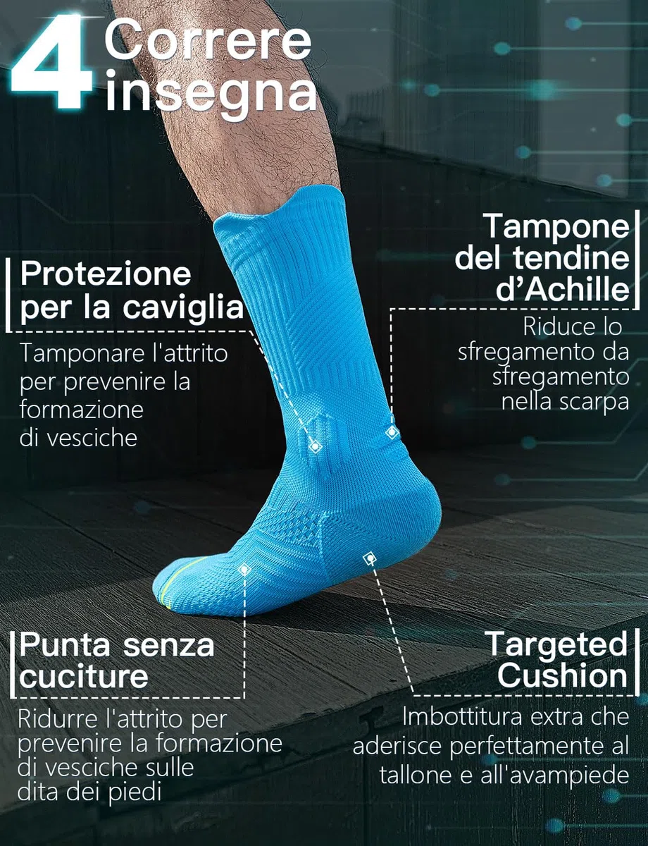 Juclise Bambù Coolmax Compressione Sportivi Calzini Uomo, Anti-vesciche per Allenamento e Trekking