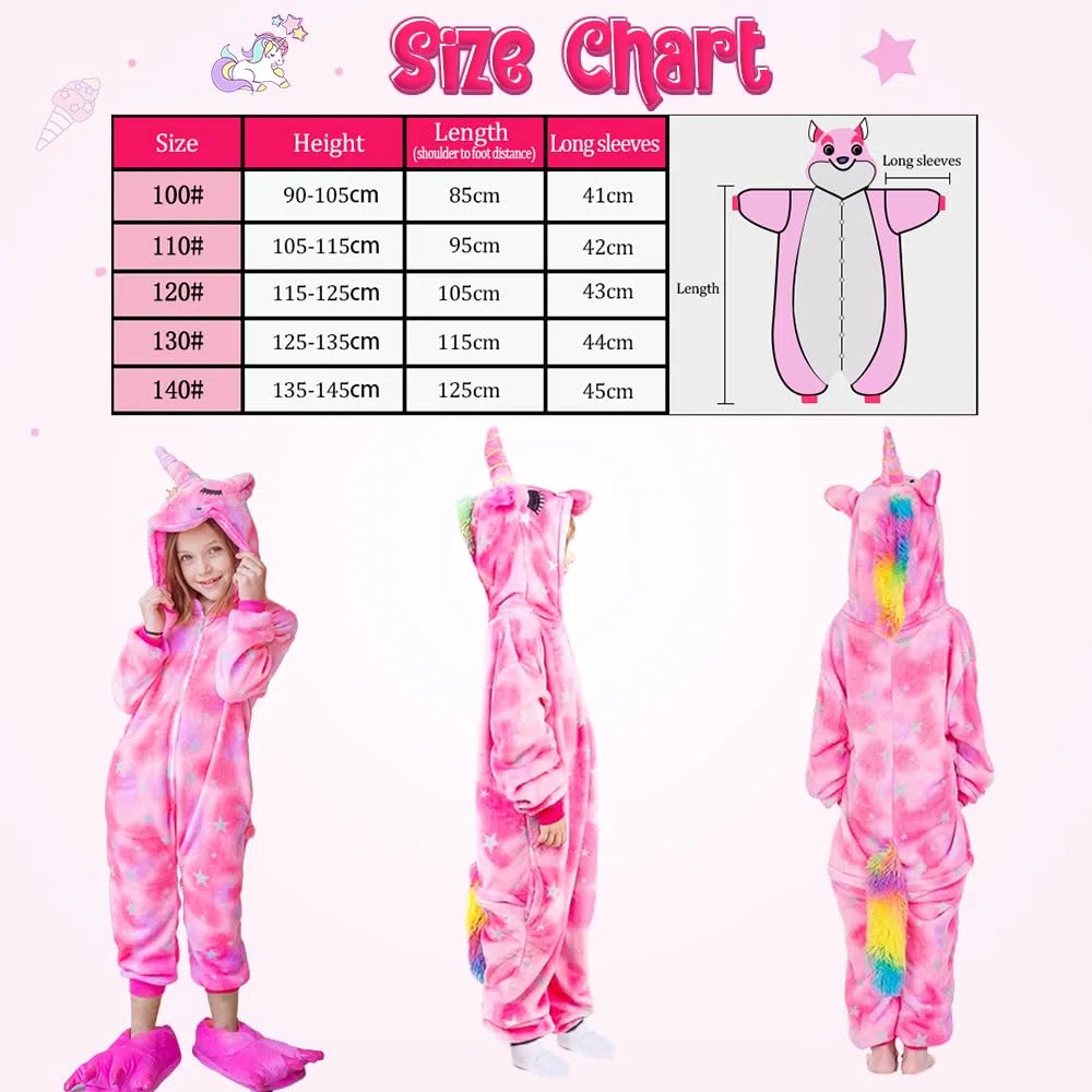 Unicorno Pigiama Intero Pigiameria Bambino Carnevale Onesies Sleepwear Cosplay Costume Anime Attrezzatura Morbida Tutina Pigiami Carnevale Halloween Festa per Bambina & Ragazza