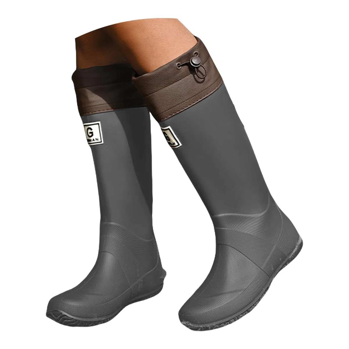 Stivali di gomma da donna alti pieghevoli, impermeabili, per pioggia, attività all'aperto, escursionismo, passeggiate con cani, scarpe da giardino, scarpe da pioggia, scarpe da acqua, Chelsea